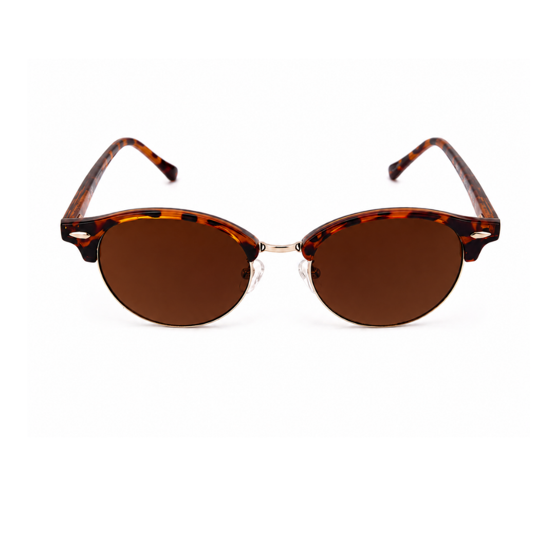 Brown Leopard Round Trendy Polarized Sunglasses for Men and Women