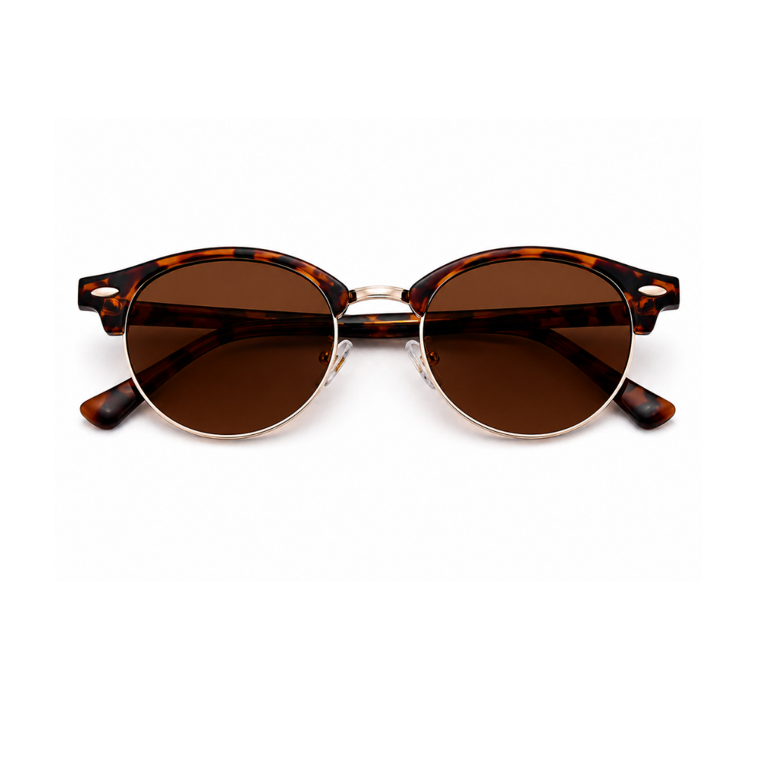 Brown Leopard Round Trendy Polarized Sunglasses for Men and Women