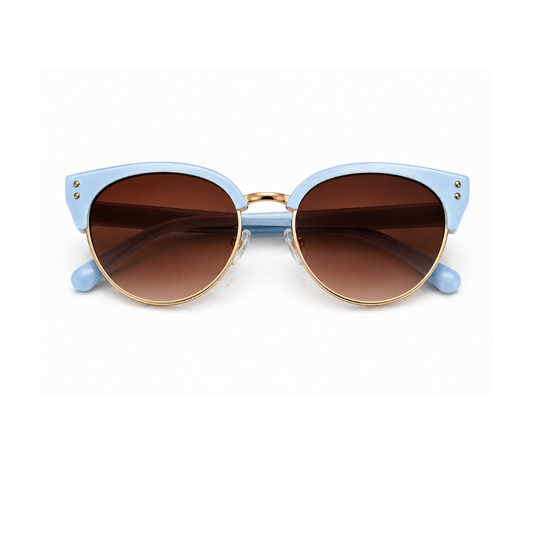 White and Brown Cat-Eye Funky Sunglasses for Women