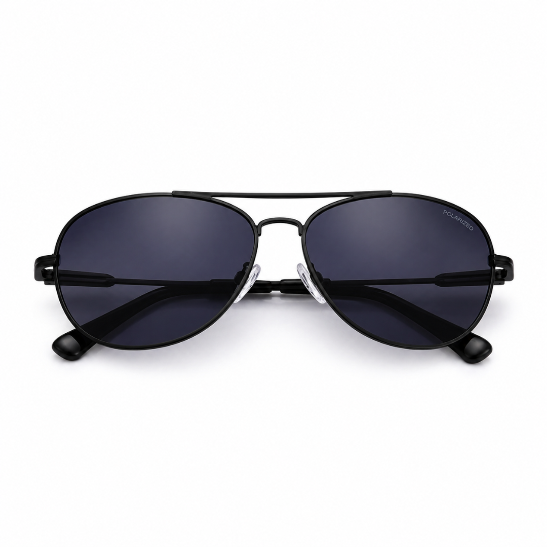 Black Aviator Trendy Polarized Sunglasses for Men