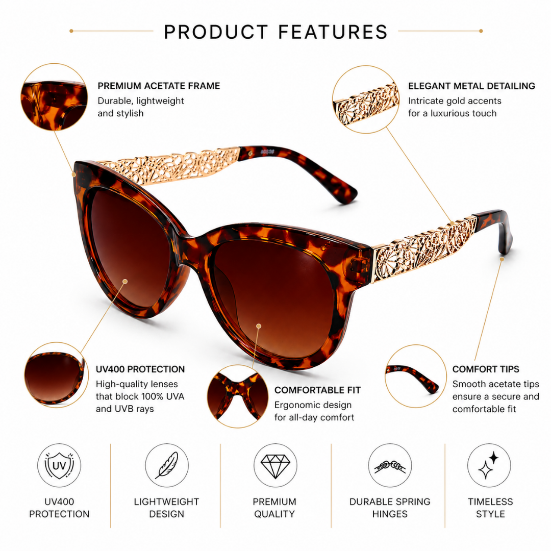Brown Rectangle Trendy Sunglasses for Women