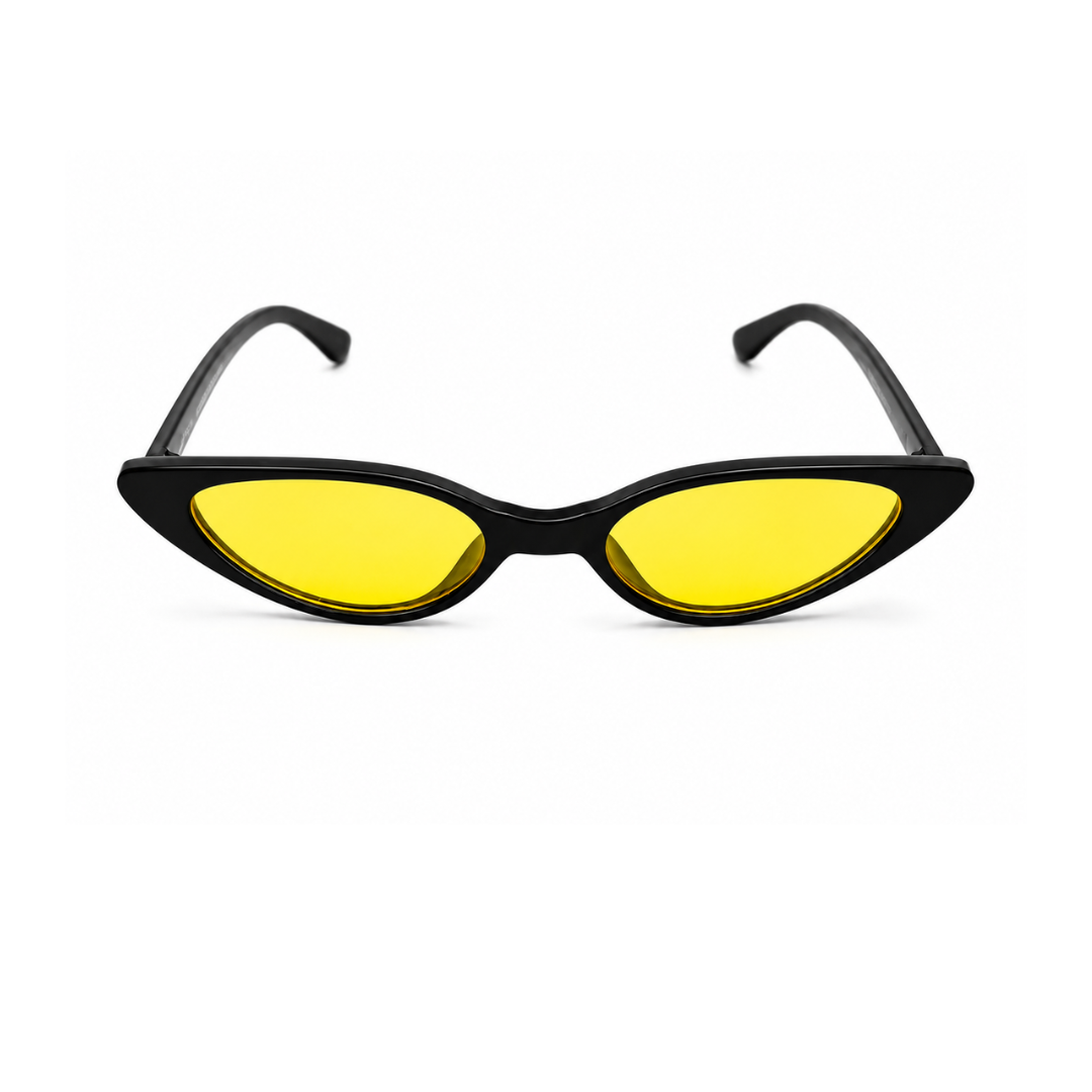 Black Yellow Cat Eye Funky Sunglasses for Women
