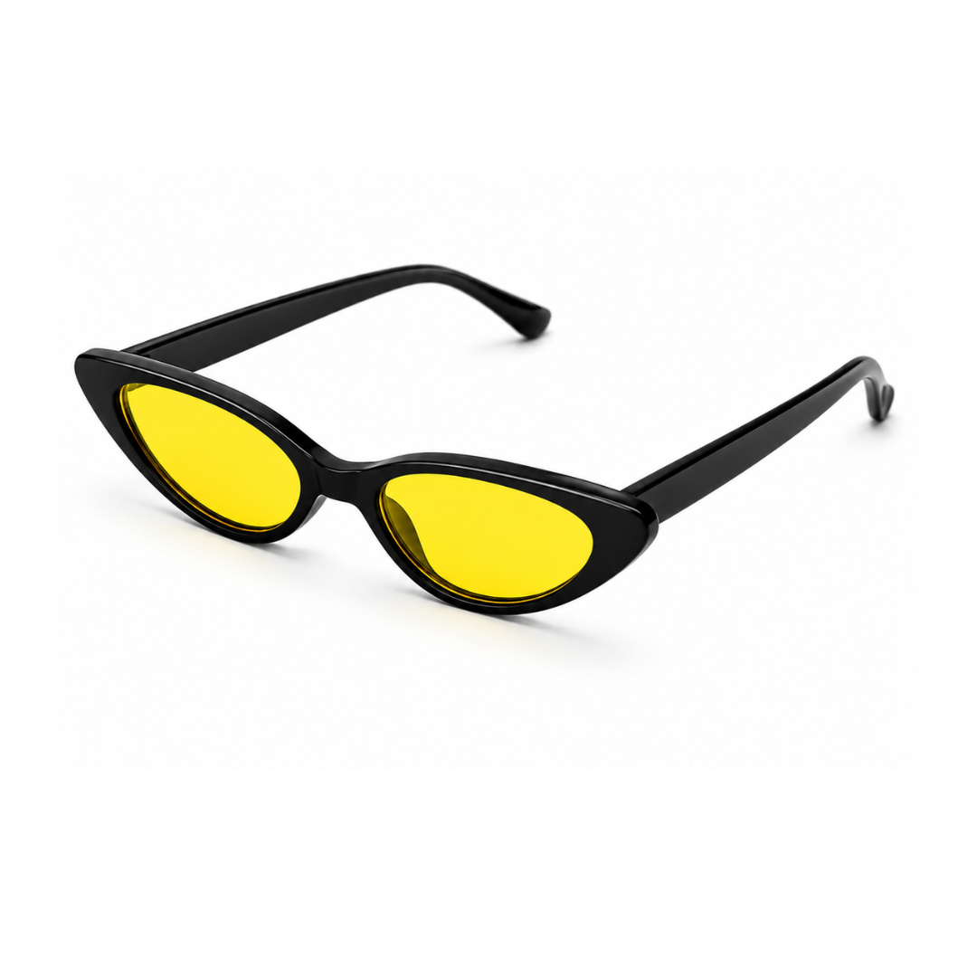 Black Yellow Cat Eye Funky Sunglasses for Women
