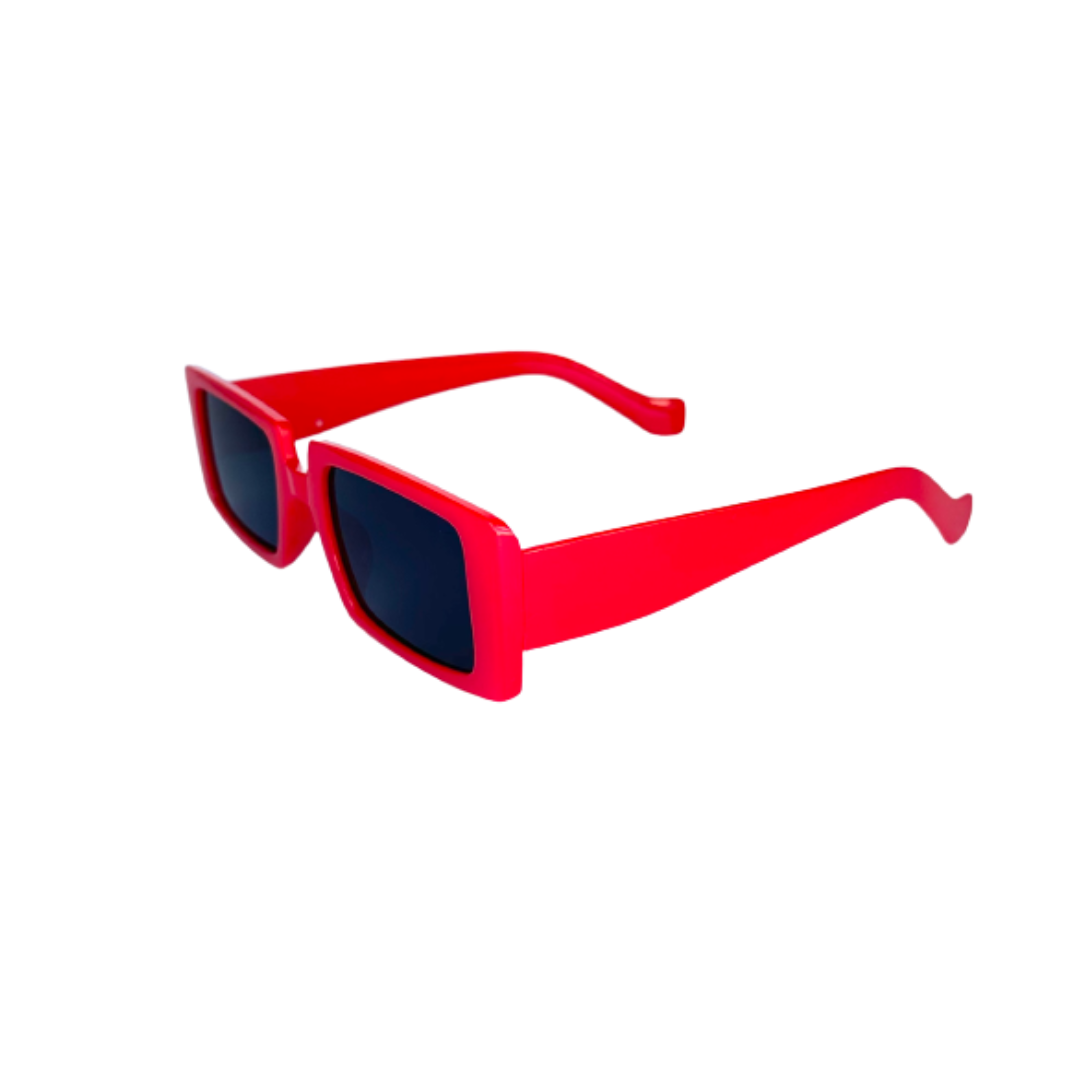Helios 04481S Rectangle Red Sunglasses - Grey Green Lens