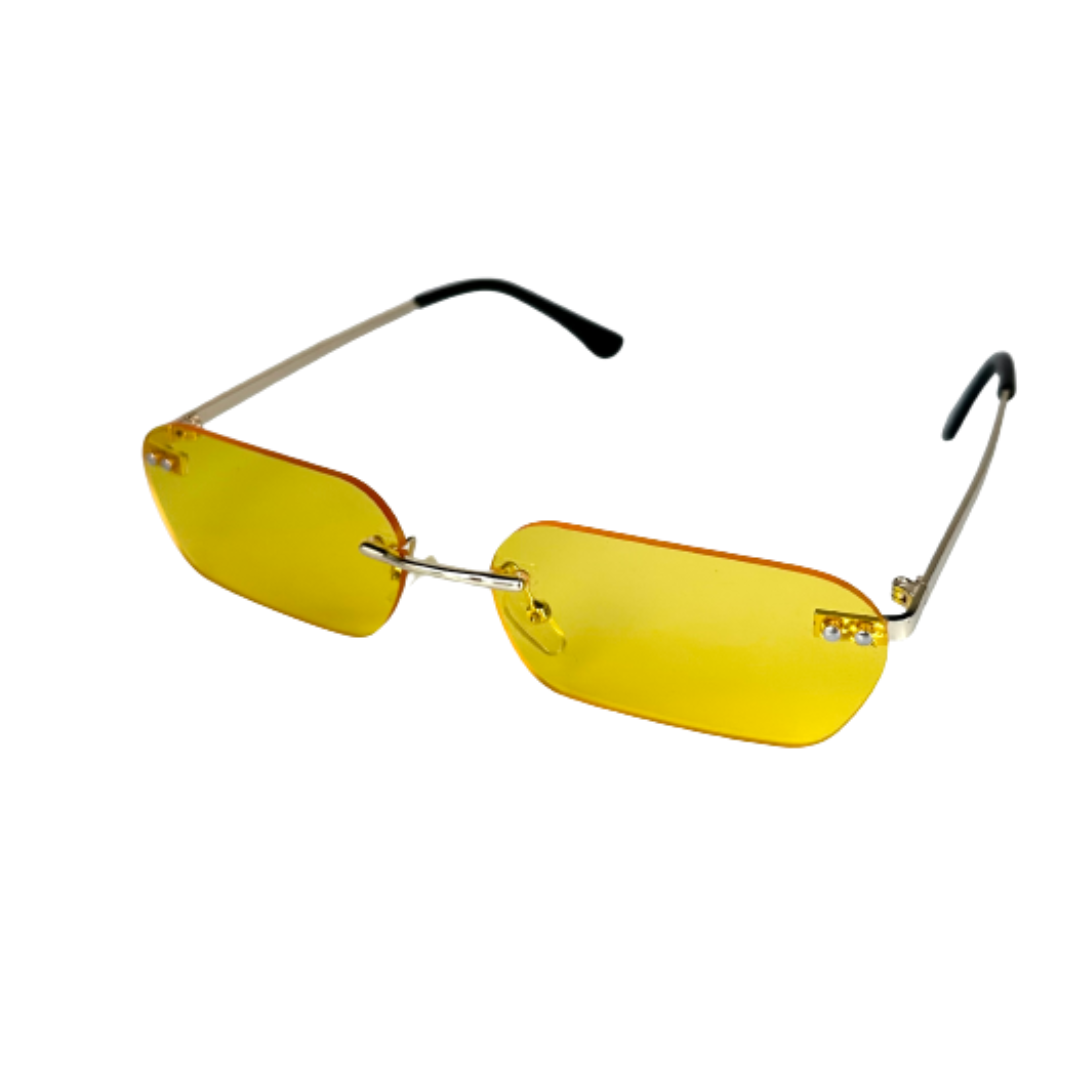 Silver Metal Yellow Medium Aviator Sunglass