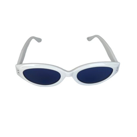 White Blue Oval Trendy UV Protection Sunglasses for Men and Women